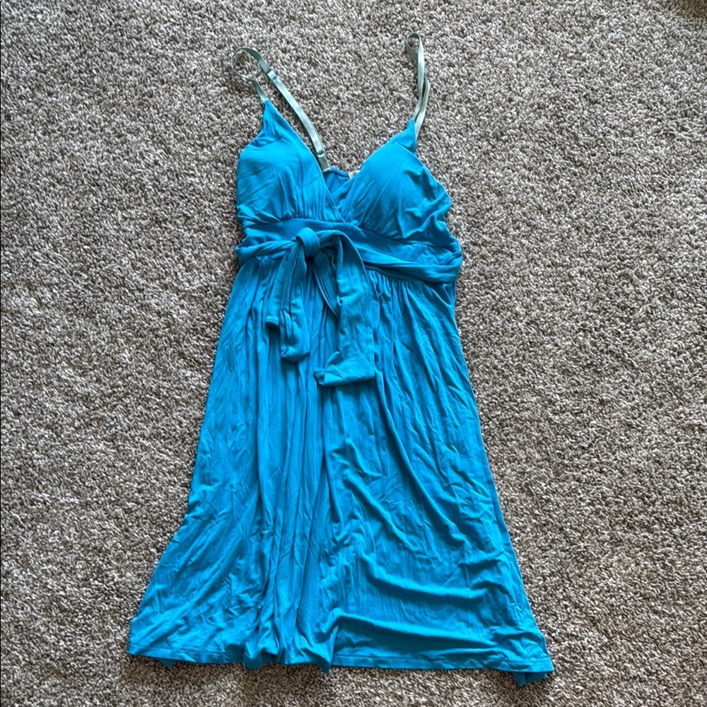 One Clothing Blue Ruched Babydoll Mini Dress